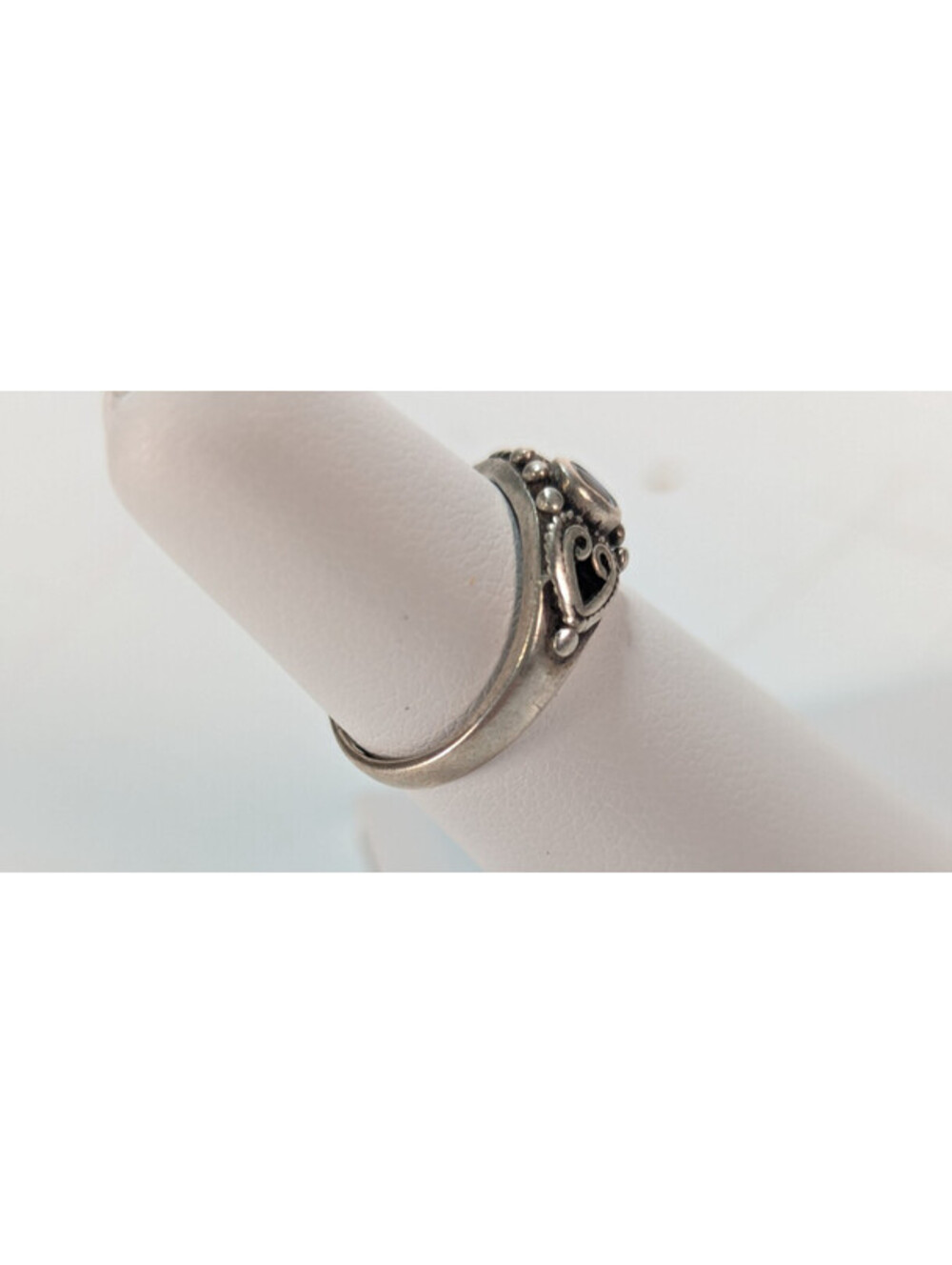 Vintage 925 Sterling Silver Abalone Heart Knot Bead Oval Ring Size 4.5 Dainty - Picture 4 of 11